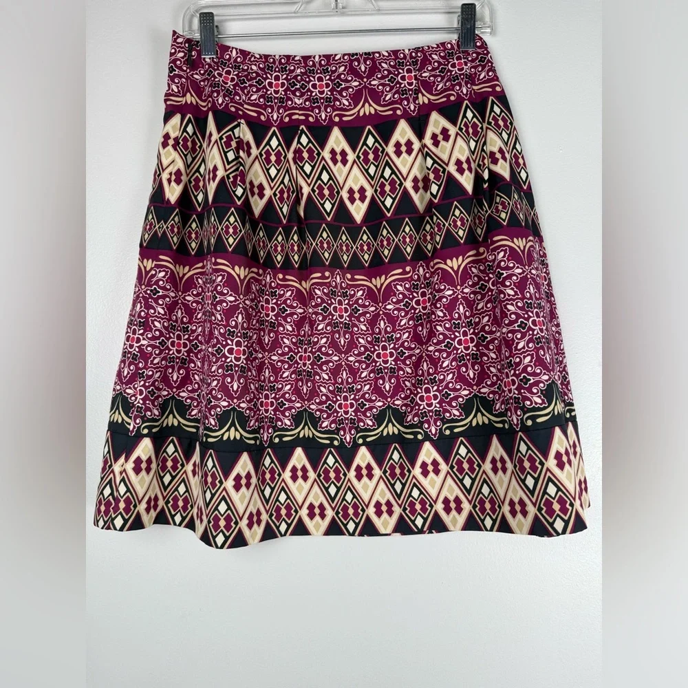 The Limited Burgundy‎ and Cream Patterned Midi Skirt